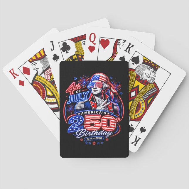 Patriotic George Washington Fireworks Design Playing Cards (Back)