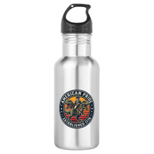 Patriotic George Washington Riding T-rex American 532 Ml Water Bottle