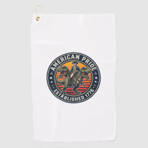 Patriotic George Washington Riding T-rex American Golf Towel