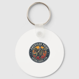 Patriotic George Washington Riding T-rex American  Key Ring