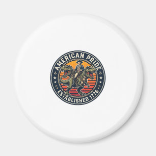 Patriotic George Washington Riding T-rex American Magnet