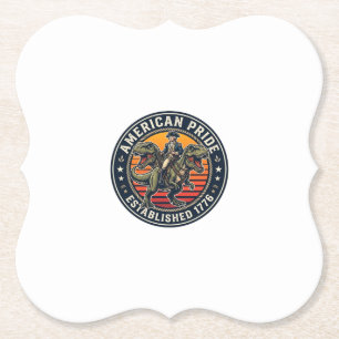 Patriotic George Washington Riding T-rex American Paper Coaster