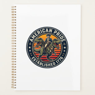 Patriotic George Washington Riding T-rex American  Planner