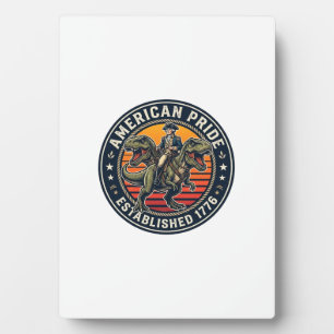 Patriotic George Washington Riding T-rex American  Plaque