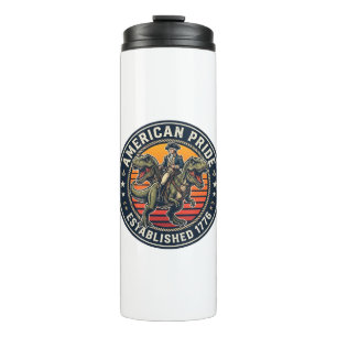 Patriotic George Washington Riding T-rex American  Thermal Tumbler
