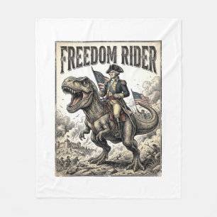 Patriotic George Washington Riding T-rex Freedom R Fleece Blanket