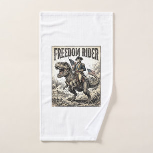 Patriotic George Washington Riding T-rex Freedom R Hand Towel