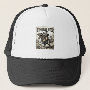 Patriotic George Washington Riding T-rex Freedom R Trucker Hat