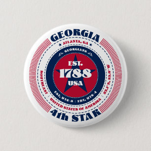 Patriotic Georgia Circle with State Details 6 Cm Round Badge