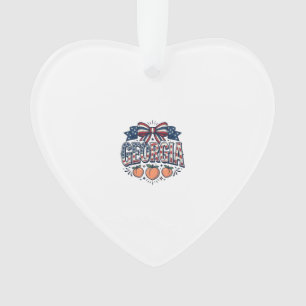 Patriotic Georgia Peach Bow Vintage 4th of July Sh Ornament