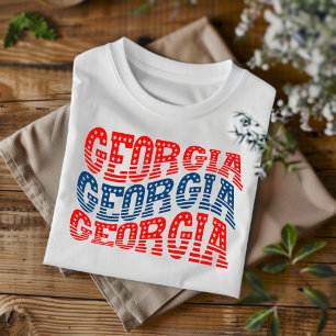 Patriotic Georgia Red and Blue Boho T-Shirt 