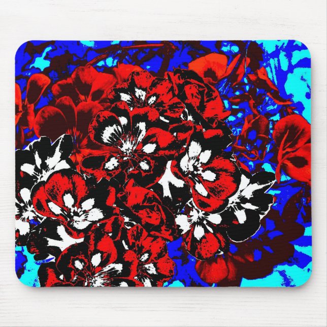 Patriotic Geraniums-Computer Mouse Pad (Front)