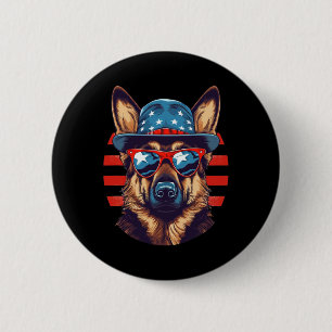 Patriotic German Shepherd American Dog Fourth Of J 6 Cm Round Badge