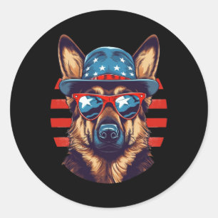 Patriotic German Shepherd American Dog Fourth Of J Classic Round Sticker