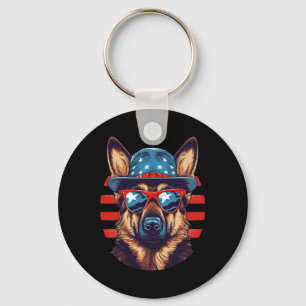 Patriotic German Shepherd American Dog Fourth Of J Key Ring