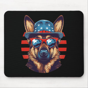 Patriotic German Shepherd American Dog Fourth Of J Mouse Pad