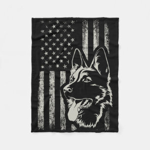 Patriotic German Shepherd American Flag 4th Of Jul Fleece Blanket