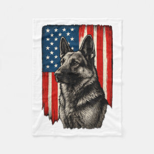 Patriotic German Shepherd American Flag Dog Men Fleece Blanket