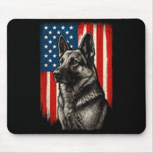 Patriotic German Shepherd American Flag Dog Men Mouse Pad
