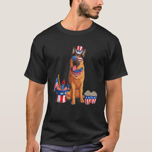Patriotic German Shepherd American Flag Dog  Men W T-Shirt (Front)
