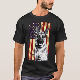 Patriotic German Shepherd American Flag July 4th D T-Shirt