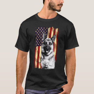 Patriotic German Shepherd American Flag July 4th D T-Shirt