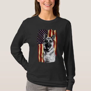 Patriotic German Shepherd American Flag July 4th D T-Shirt