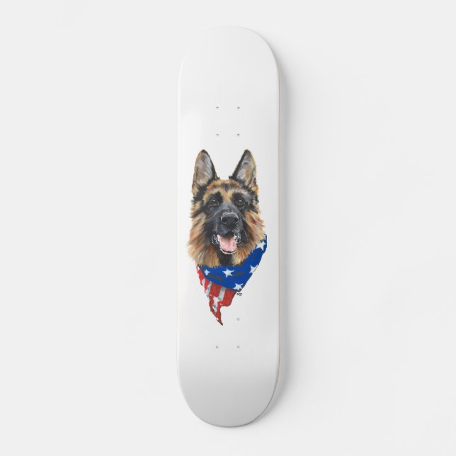 Patriotic German Shepherd Dog Skateboard (Front)