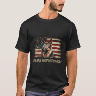 Patriotic German Shepherd Mum Flag American Usa Do T-Shirt