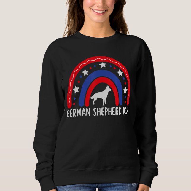 Patriotic German Shepherd Mum Rainbow Gsd Mum 4th  Sweatshirt (Front)