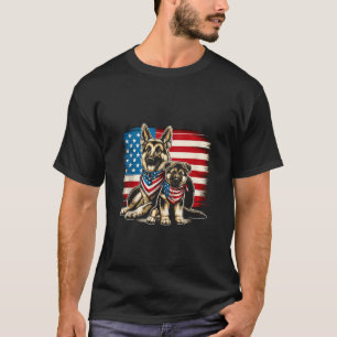 Patriotic German Shepherd Puppy AMERICAN FLAG 4th  T-Shirt