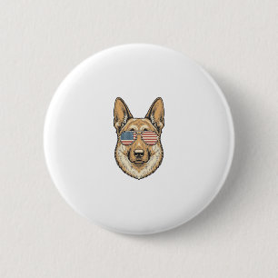 Patriotic German Shepherd Sunglasses Vintage Art_1 6 Cm Round Badge