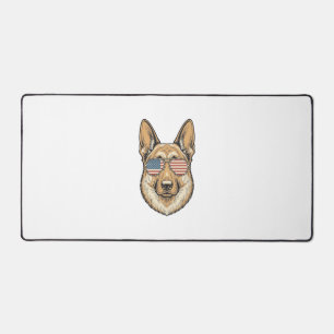 Patriotic German Shepherd Sunglasses Vintage Art_1 Desk Mat