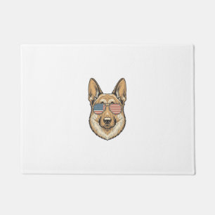 Patriotic German Shepherd Sunglasses Vintage Art_1 Doormat