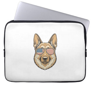 Patriotic German Shepherd Sunglasses Vintage Art_1 Laptop Sleeve