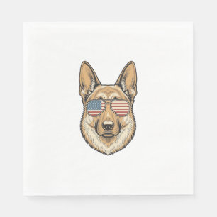 Patriotic German Shepherd Sunglasses Vintage Art_1 Napkin
