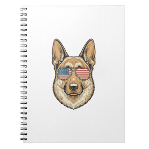 Patriotic German Shepherd Sunglasses Vintage Art_1 Notebook