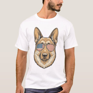 Patriotic German Shepherd Sunglasses Vintage Art_1 T-Shirt
