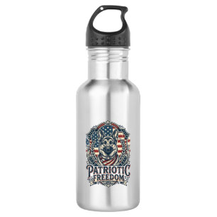 Patriotic German Shepherd Vector Graphic Tee_1 532 Ml Water Bottle