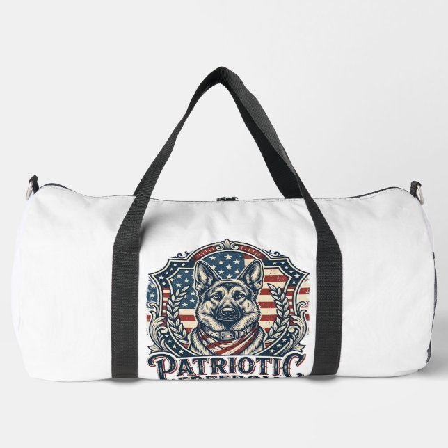 Patriotic German Shepherd Vector Graphic Tee_1 Duffle Bag (Front)