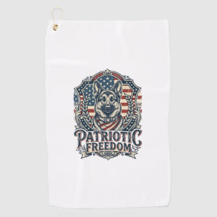 Patriotic German Shepherd Vector Graphic Tee_1 Golf Towel