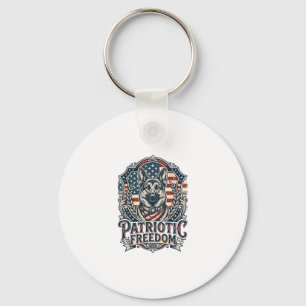Patriotic German Shepherd Vector Graphic Tee_1 Key Ring