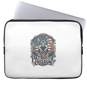 Patriotic German Shepherd Vector Graphic Tee_1 Laptop Sleeve