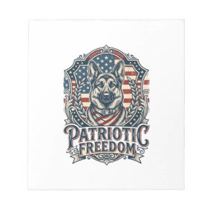 Patriotic German Shepherd Vector Graphic Tee_1 Notepad