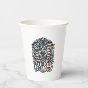 Patriotic German Shepherd Vector Graphic Tee_1 Paper Cups