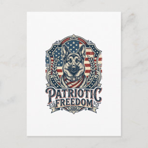 Patriotic German Shepherd Vector Graphic Tee_1 Postcard