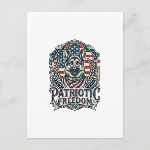 Patriotic German Shepherd Vector Graphic Tee_1 Postcard