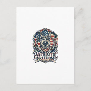 Patriotic German Shepherd Vector Graphic Tee_1 Postcard