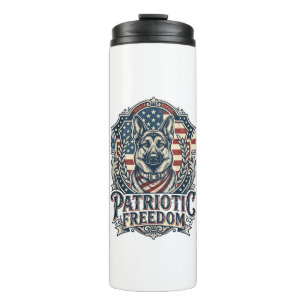 Patriotic German Shepherd Vector Graphic Tee_1 Thermal Tumbler
