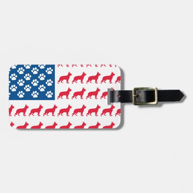 Patriotic German Shepherds Luggage Tag (Front Horizontal)
